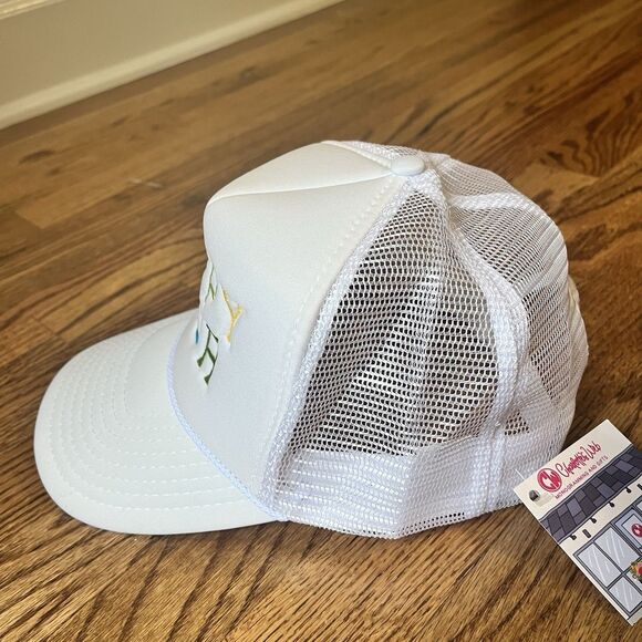 Foam SnapBack Mesh Braid Trucker Hat Cap White “HAPPY HOUR” Colorful NWT Adjust - Picture 3 of 9